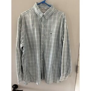 Coolibar Shirt Men SZ-L Green Plaid Long Sleeve Button Down Performance UPF 50+